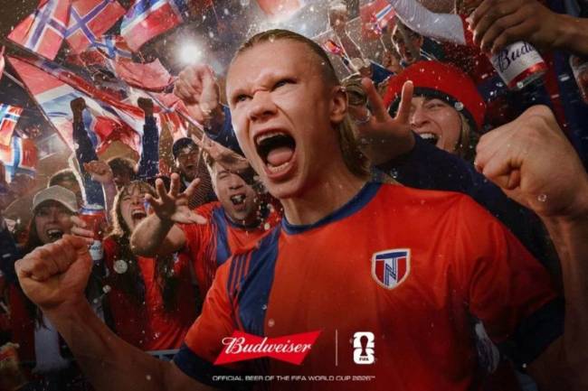Budweiser fichó a Erling Haaland de cara al Mundial 2026